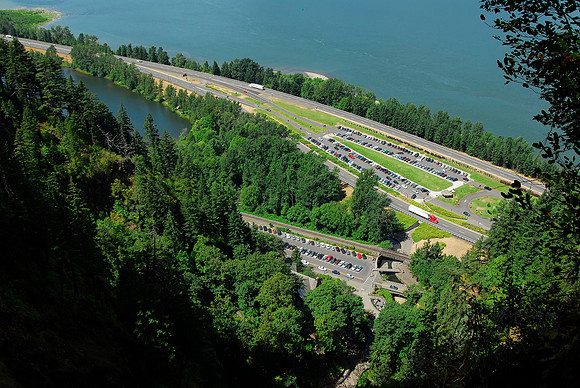 Multnomah Falls Parking Lot from the Top