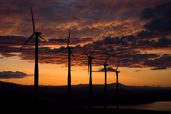 Wind Turbines Sunset
