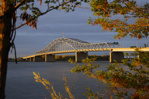 Golden Lit Blue Bridge